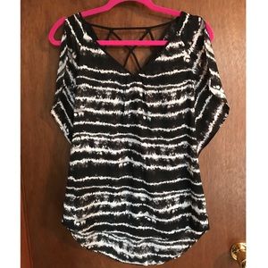 Black and white top with criss cross back